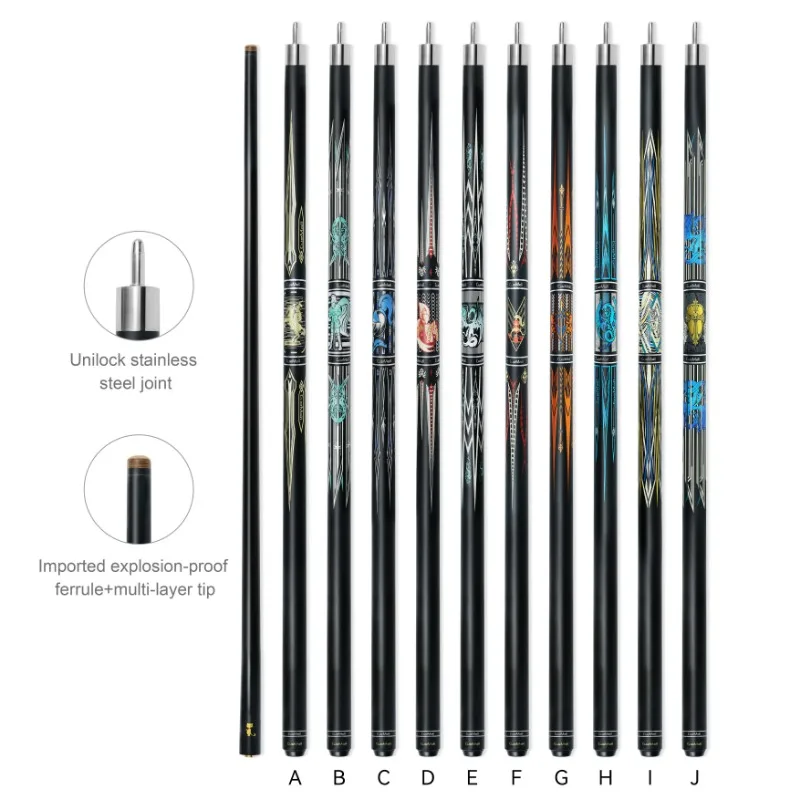 

High Quality High-tech 57'' Handmade Uni-loc Joint Carbon Shaft with Mahogany Hand Grip Billiard Pool Cue Stick with 12.5mm Tip