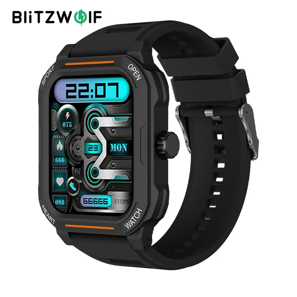 IN STOCK BlitzWolf BW-GTC3 1.99 inch HD Screen Dual bluetooth Heart Rate Blood Pressure SpO2 Health Monitoring Smart Watch