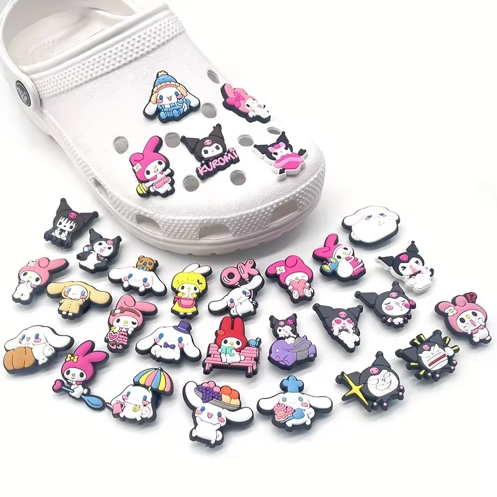 MINISO 10/30pcs Sanrio Shoe Decorations Accessories Charms For Clogs Bogg Bag Bubble Slides Sandals, Gift Idea for Birthday