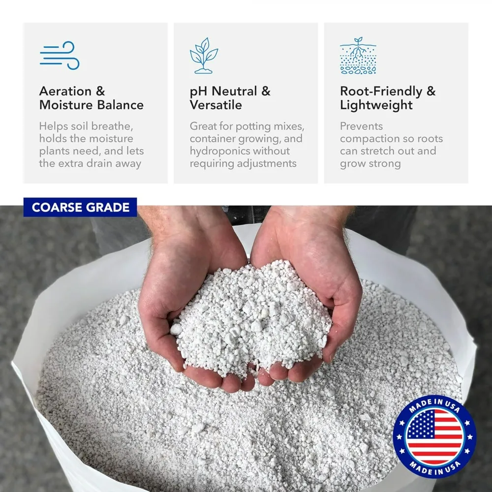 Supreme Perlite Coarse Horticultural Perlite 4 Cu Ft, Soil Aeration Potting Mix, Natural Growing Media for Indoor Outdoor Plants