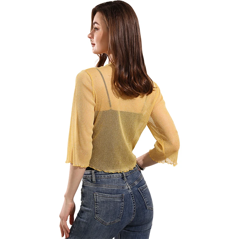 Coprispalle da donna trasparente lucido con cravatta, cardigan aperto sul davanti, top in maglia leggero sopra il cappotto per la medicazione quotidiana all'aperto per adulti