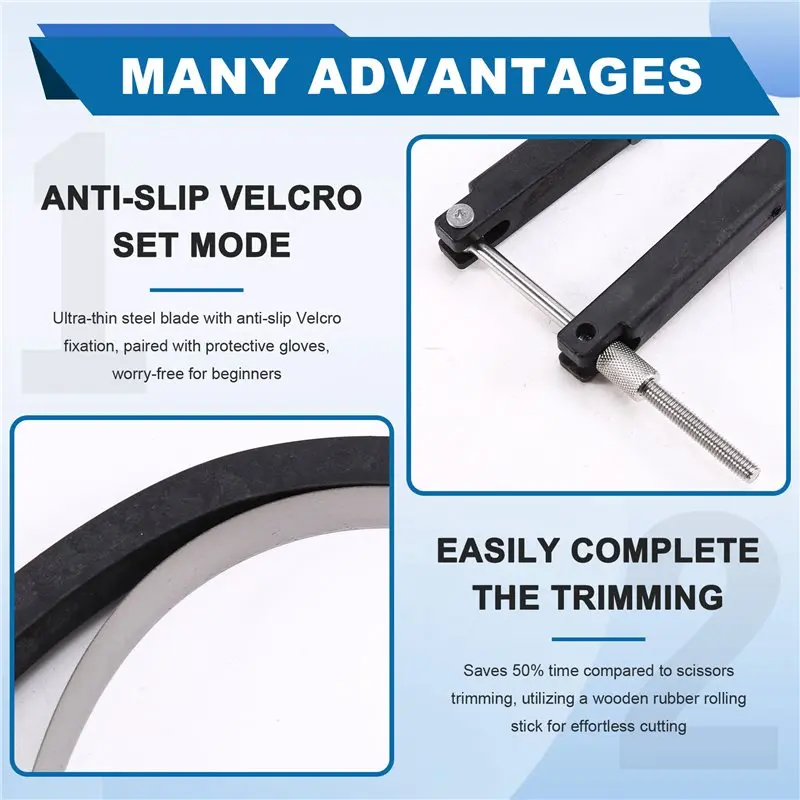 A99I-Replacement Rubber Sheets For Table Tennis Bats- Fits All Racket Curves Cutter Kit Adjustable Arc Bow Knife