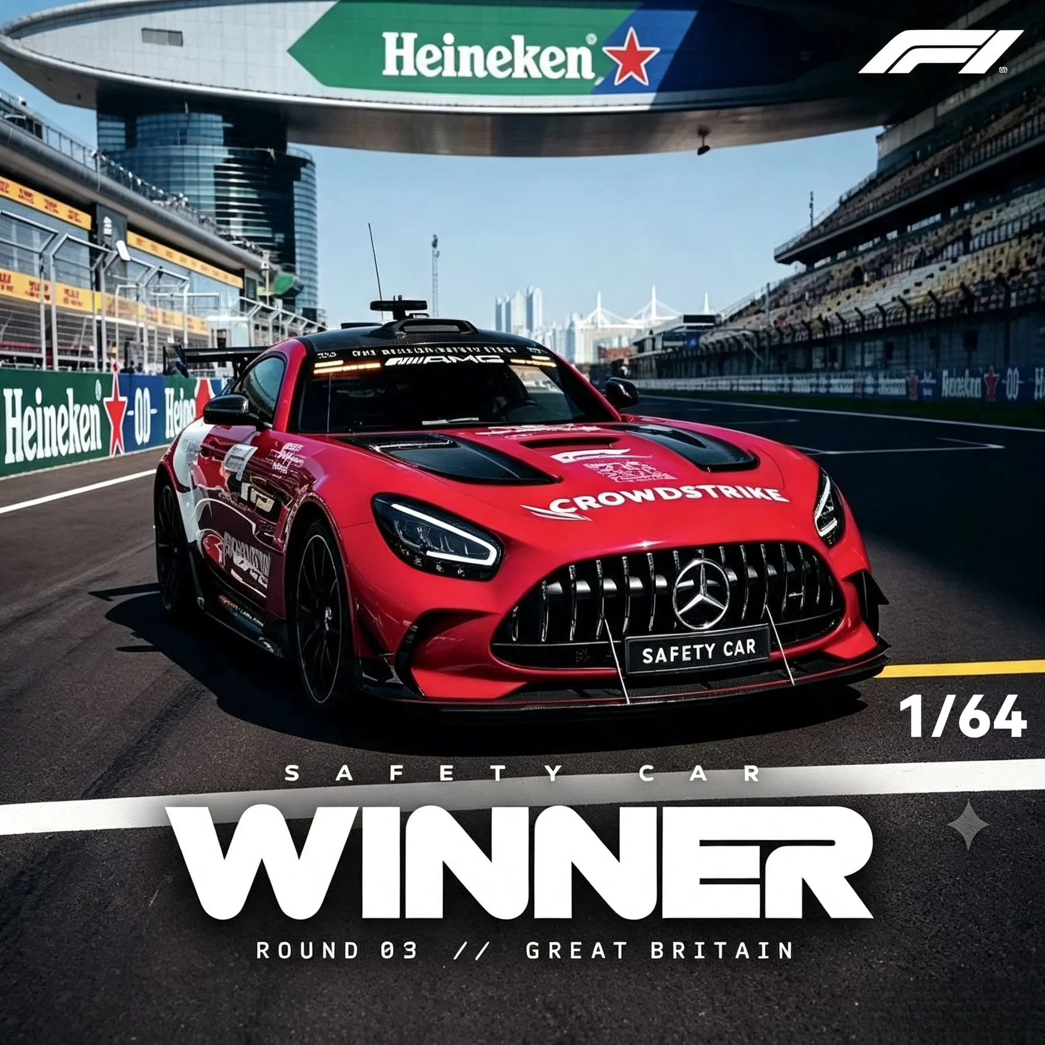 ハッピーカー-1-64-メルセデスamg-gt-ブラックシリーズ-公式fia-f1セーフティレッドカー-ダイキャストカーモデル