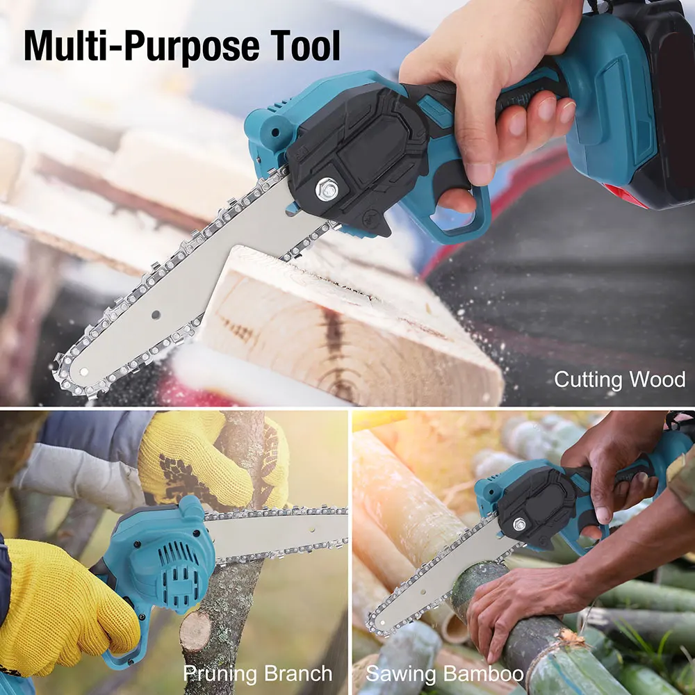 6Inch Portable Electric Chainsaw Battery Wireless Pruning Saw Rechargeable Hand Mini Chainsaw Power Tools for Makita 18V Battery