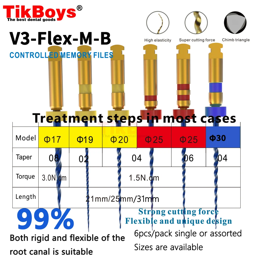 6Pcs/Box Dental NITI Heat Activation Super Files For Engine Use Nickel-titanium Canal Root File Alloy Endodontic Tip 20#25#04