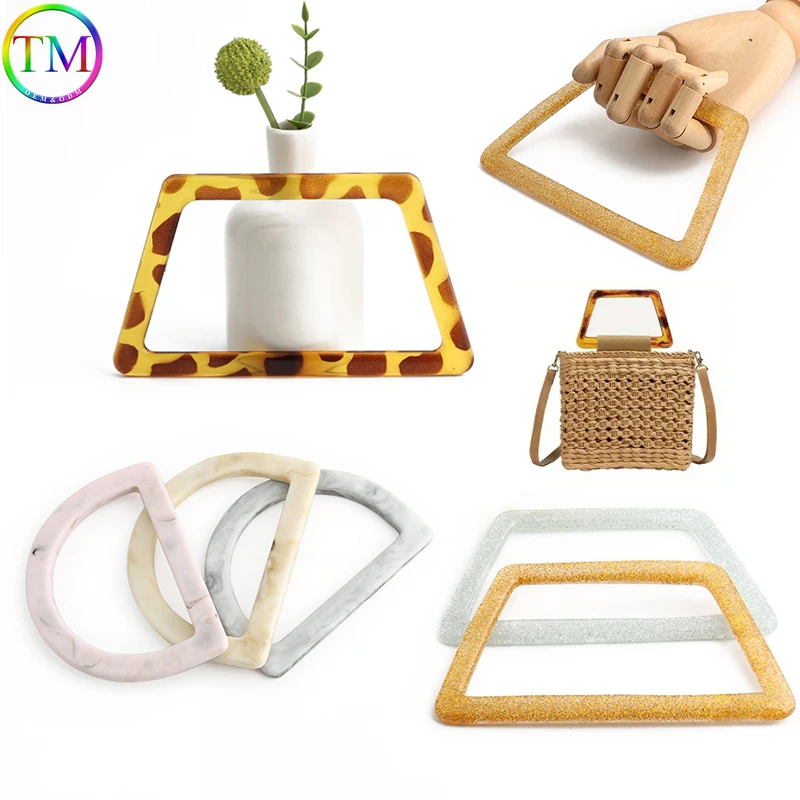 

Смоляная ручка для сумки D-образной формы, ручки для кошелька, декоративные ручки для сумки, принадлежности для изготовления кошельков для вязания крючком своими руками, соломенные сумки