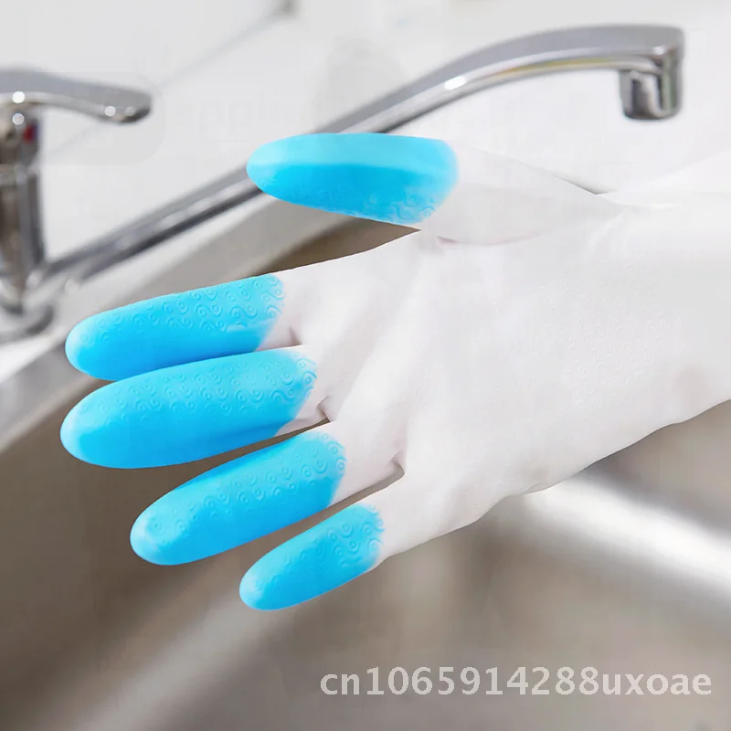 

Multifunctional Latex Gloves for Household Use Thickened PVC Finger Cleaning And Washing Gloves Blue/Pink Random Color 32cm