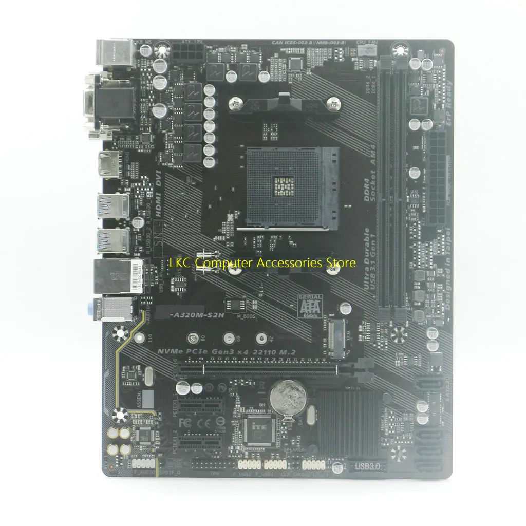 

Для GIGABYTE GA-A320M-S2H системная плата AMD A320 DDR4 HDMI DVI-D поддерживает Ryzen 3800 5600 б/у материнская плата 100% протестирована