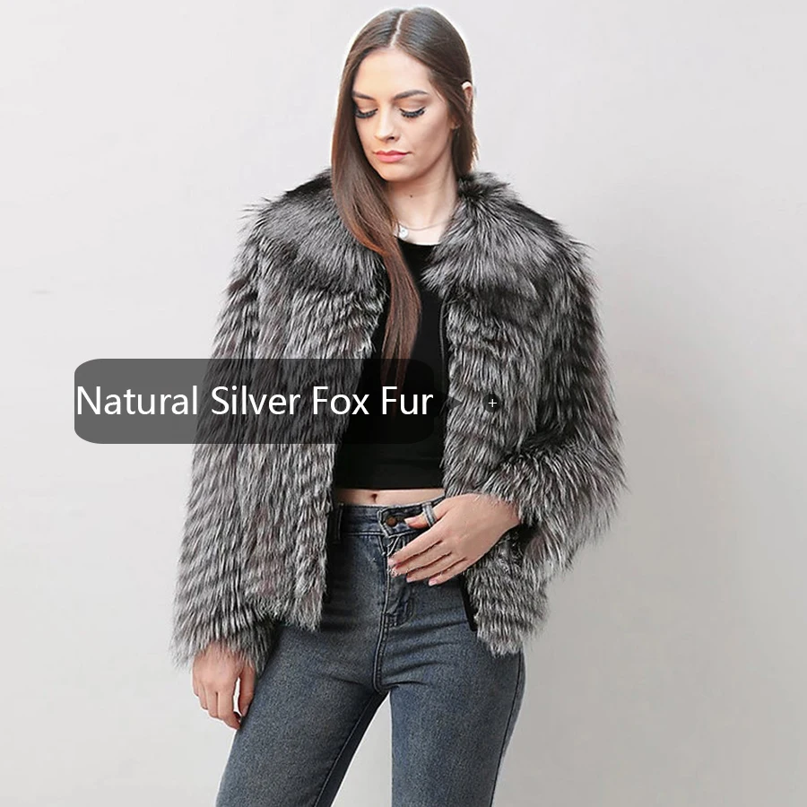 Genuine Fox Fur Coat With Turndown Collar Fox Fur Jacket Women's Winter Real Fox Furs Jackets Fashion Woman
