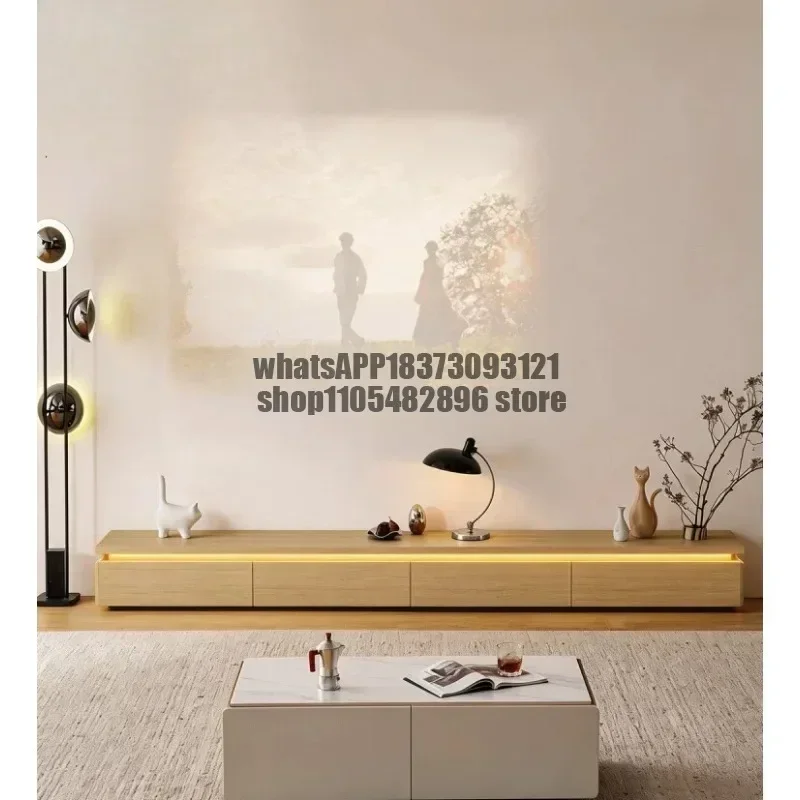 Floor-to-ceiling TV cabinet, living room, home storage, storage, Japanese-style simple log wind floor cabinet can be customized