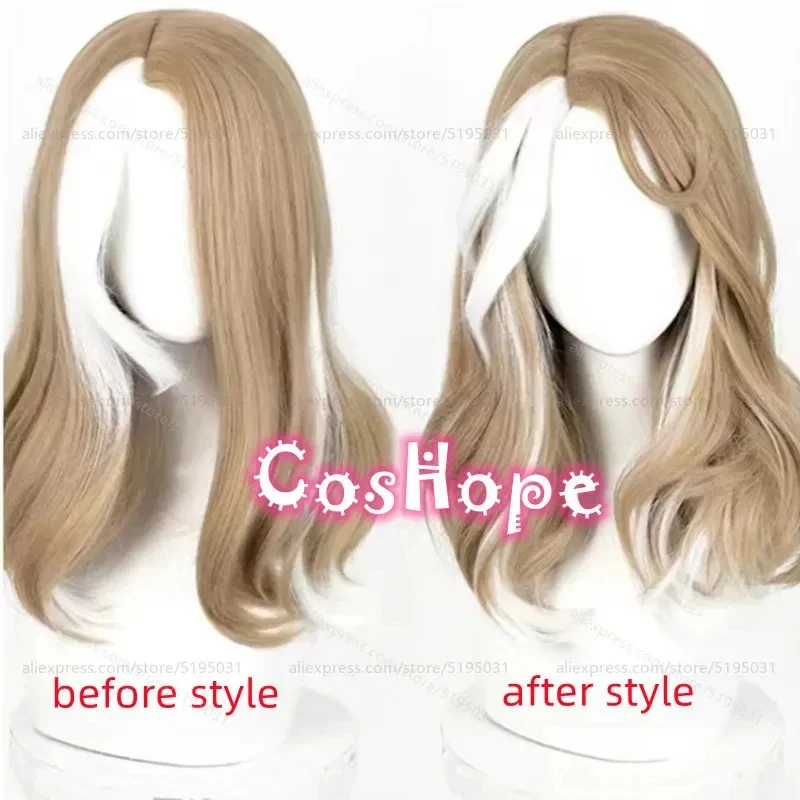 e,4;v'6\k/Barmaid Demi Bourbon 42cm Medium Long Linen Gold White Highlights Wig Cosplay Anime Heat Resista5;g'8.n/3\ view 3