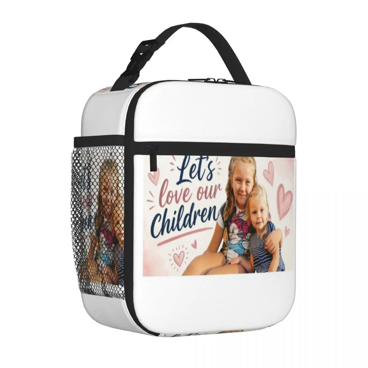 Hot Sale Let S Love Our Children Embossed Office Lunch Bag Teen School Insulated Lunch Bag