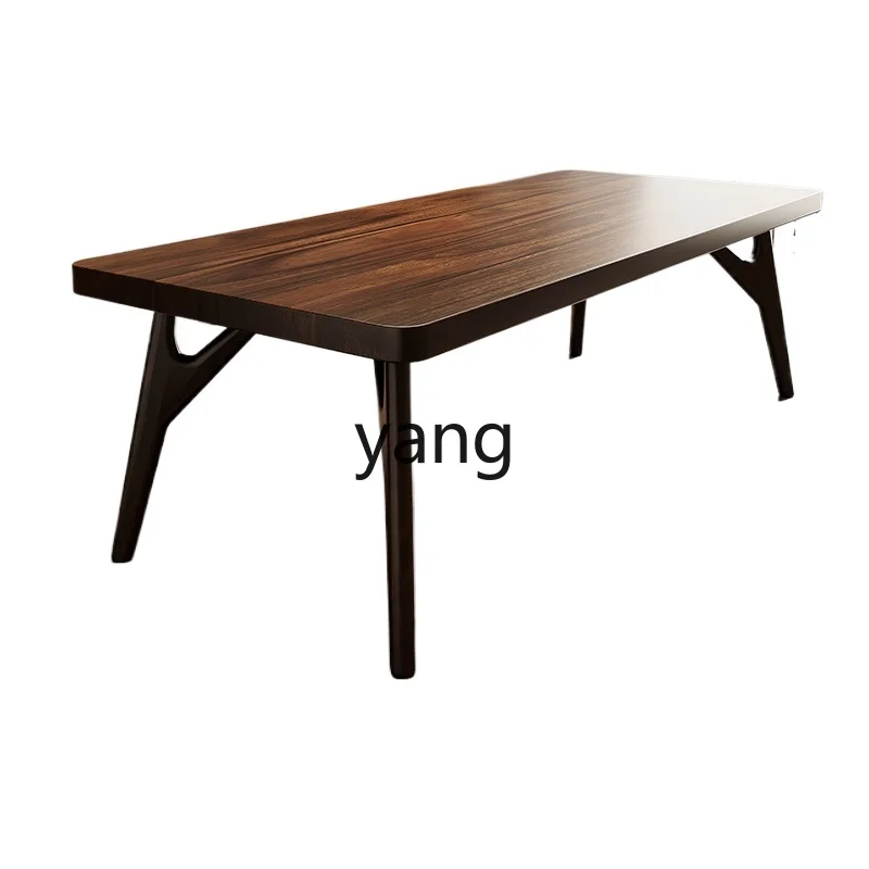 

LH black walnut dining table wabi sabi solid wood rectangular dining table and chair combination