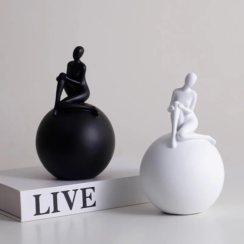 Abstract Character Statue Geometric Base Desk Decoration Creative Figures Sculpture Resin Crafts Ornaments Room Aesthetics Decor