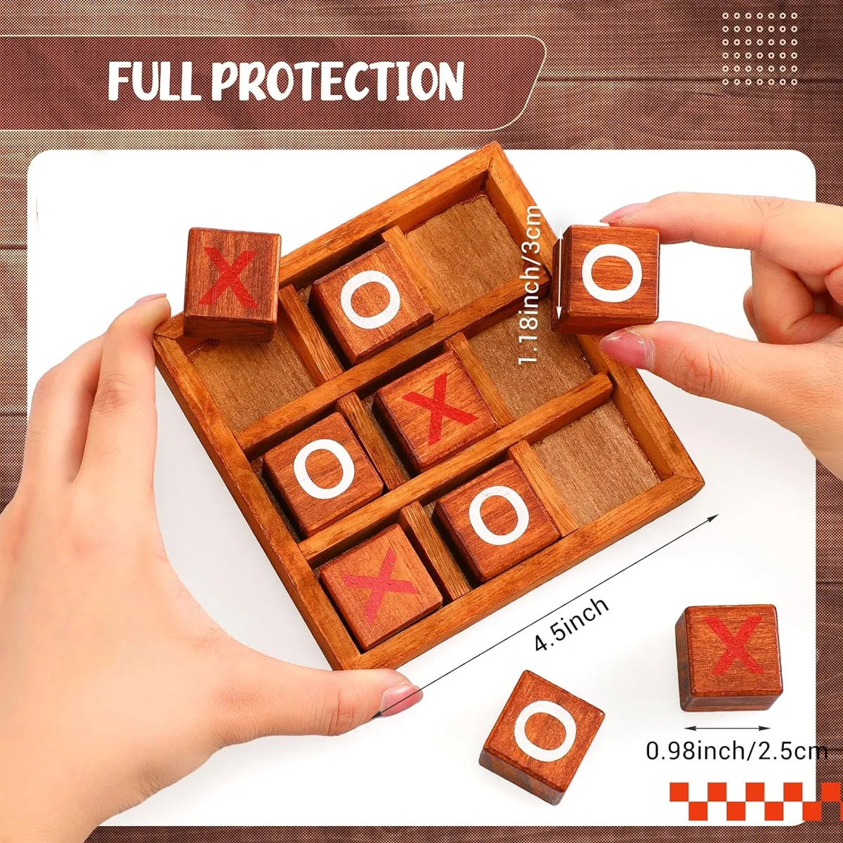 1PC Wooden Blocks (L) Tic Tac Toe Board Game Perfect for Home and Adult Gaming Nights Coffee Table Decorations and Unique Gifts