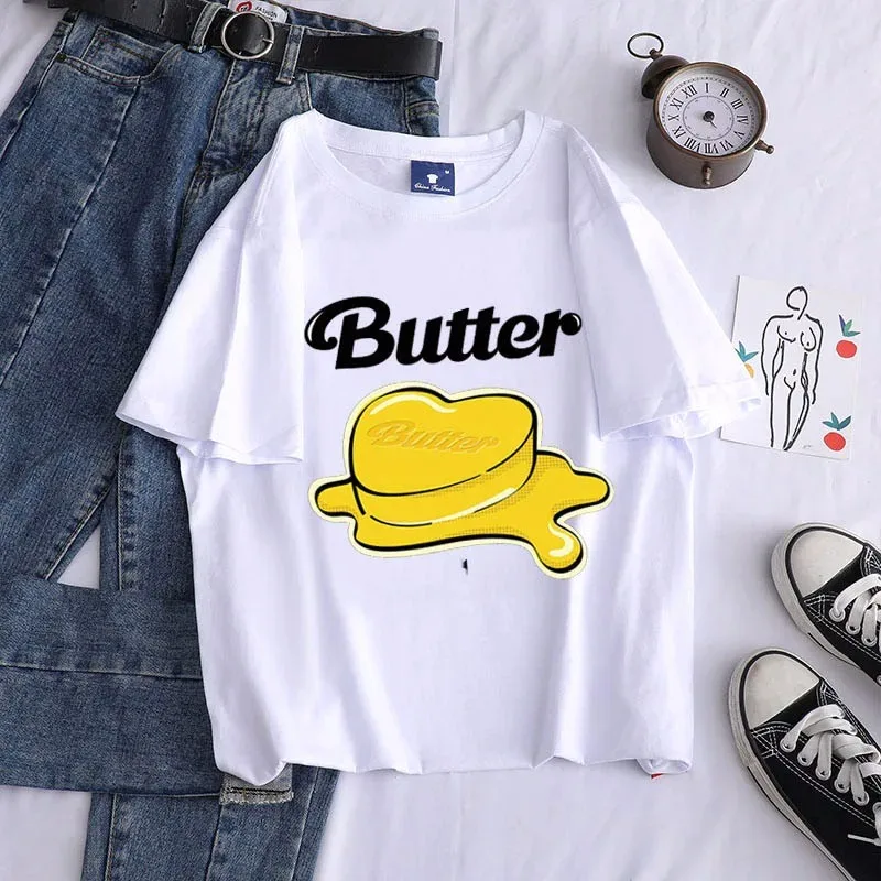 Bangtan Boys New Song Butter Oversized T-shirt Boys Girls Family suit Kawaii Boys girls short sleeve pure cotton top S-4XL