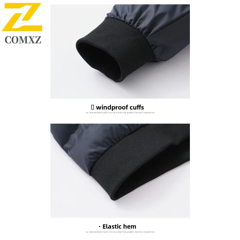 COMXZ Wattierte Herrenjacke mit Pelzkragen, hochwertige Business-Kältebeständigkeit, winddicht, Reise-Winterjacke, leichte Steppjacke für die Arbeit