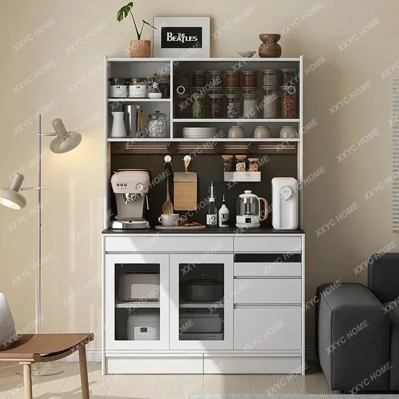 A  Minimalist floor-to-ceiling dining side cabinet Solid wood rock slab Multifunctional top high cabinet Storage locker