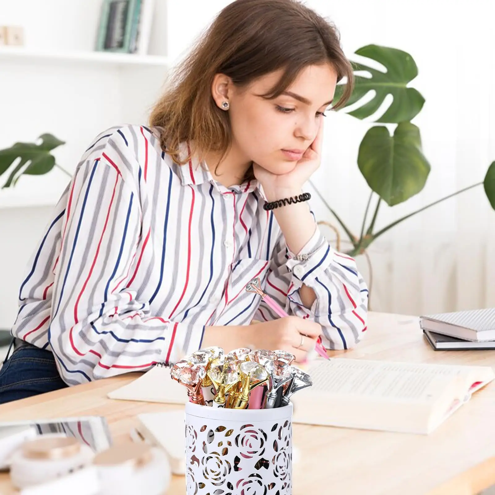 30 Pcs Big Crystal Diamond Ballpoint Pens Retractable Metal Crystal Pens for Women Wedding Bridal Shower Decor Gifts