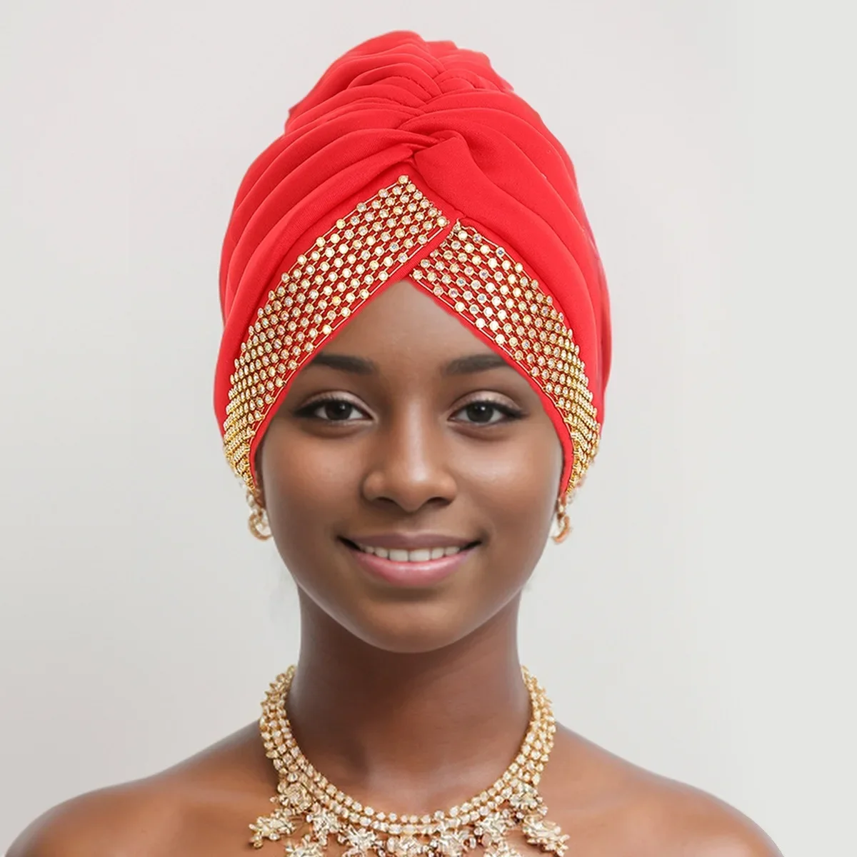 

New African Women's Turban Cap Nigeria Female Head Wraps Head Ties Already Made Auto Gele Headtie Muslim Turbans Party Headpiece