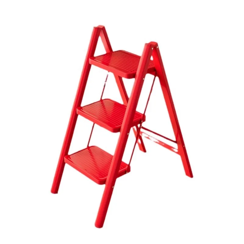 

Herringbone ladder moving step by step red