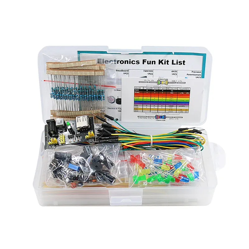 Imagem -04 - Diy Electronic Project Starter Kit com Caixa Arduino Uno r3 Conjunto de Componentes Eletrônicos Breadboard 830 Tie Points