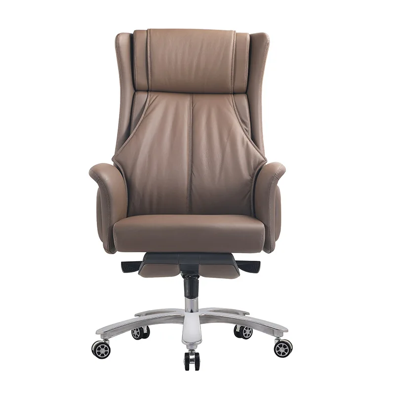 

Luxury Ergonomic Office Chair Adjustable Swivel Manager Boss Executive PU Leather Modern Design Genuine Leather Chair