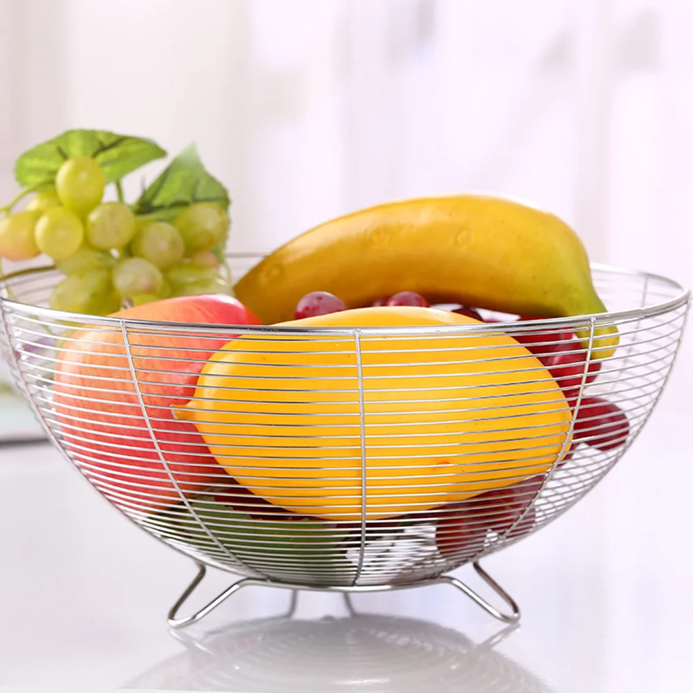 

Stainless Steel Fruit Vegetable Basket 22cm Round Large Three-Legged Strainer Vegetable Drain Basket Fruit Bowl