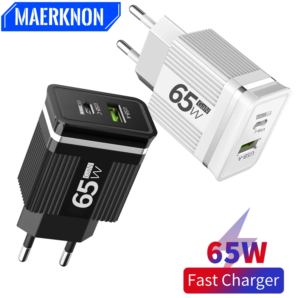 65W GaN USB Charger TypeC Portable Phone Charger Fast Charging QC3.0 Power Adapter For iPhone Xiaomi Samsung Poco Realme Oneplus