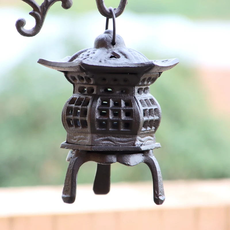 Retro Hexagonal Cast Iron Tealight Candle Holder Indoor Outdoor Decorative Tabletop Or Hanging Candle Lantern Incense Burner