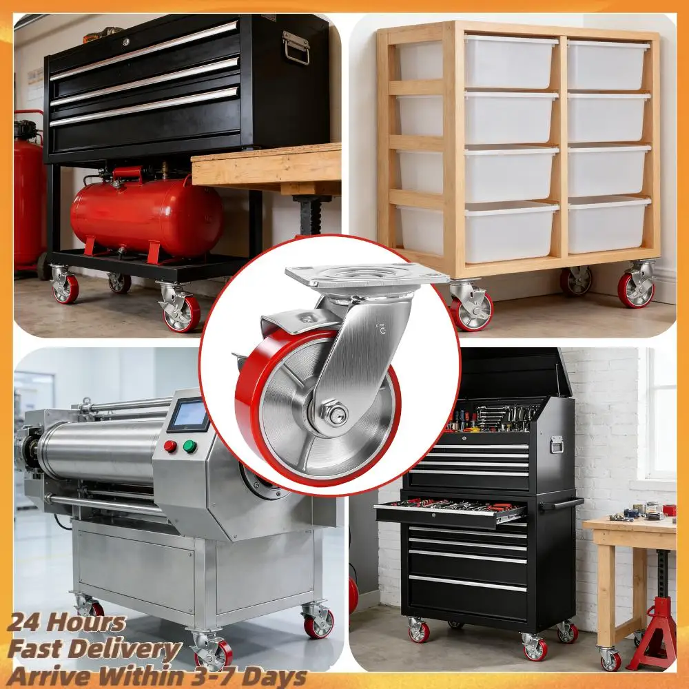 

Комплект из 4 усиленных промышленных колес-роликов, общая грузоподъемность 4000 фунтов, для стеллажей, козловых кранов, платформенных тележек