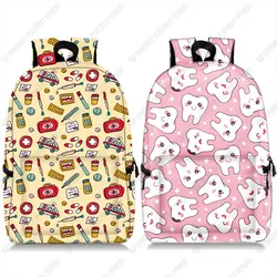 Doctor Nurse ECG Printing Backpack for Teenager Girls Children Cute Tooth Fairy Travel Bag Student Bagpack