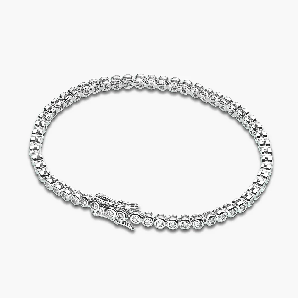 3mm Moissanite Tennis Bracelet for Women 925 Silver Bezel Set Round Bubble D Color Diamond Bracelets with Gra Certificate