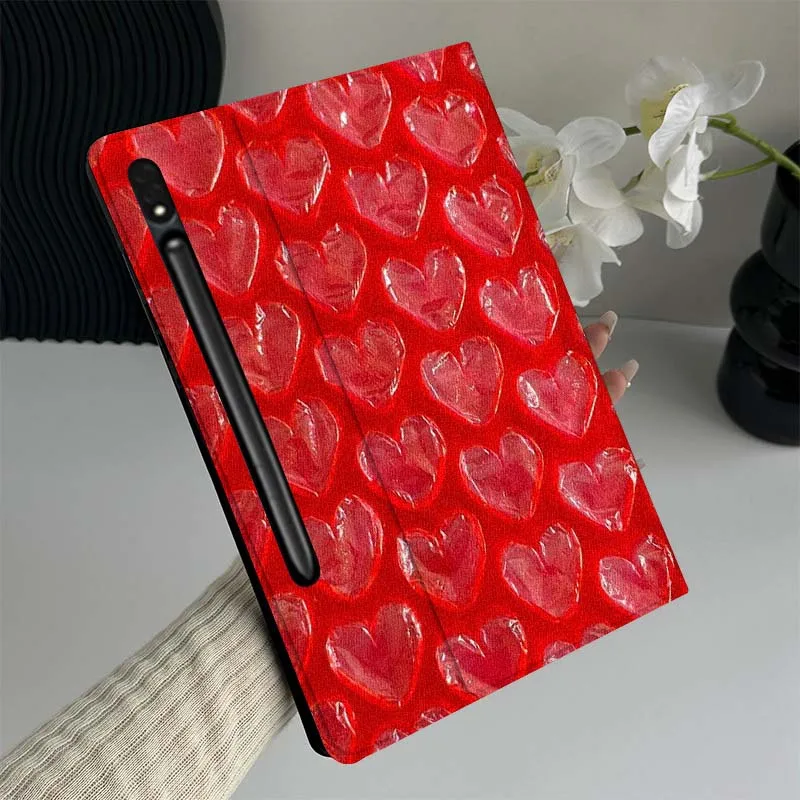 

Red Heart Shaped Pattern Tablet Case For Samsung Galaxy Tab S7 S8 S9 S10 FE Lite Gift