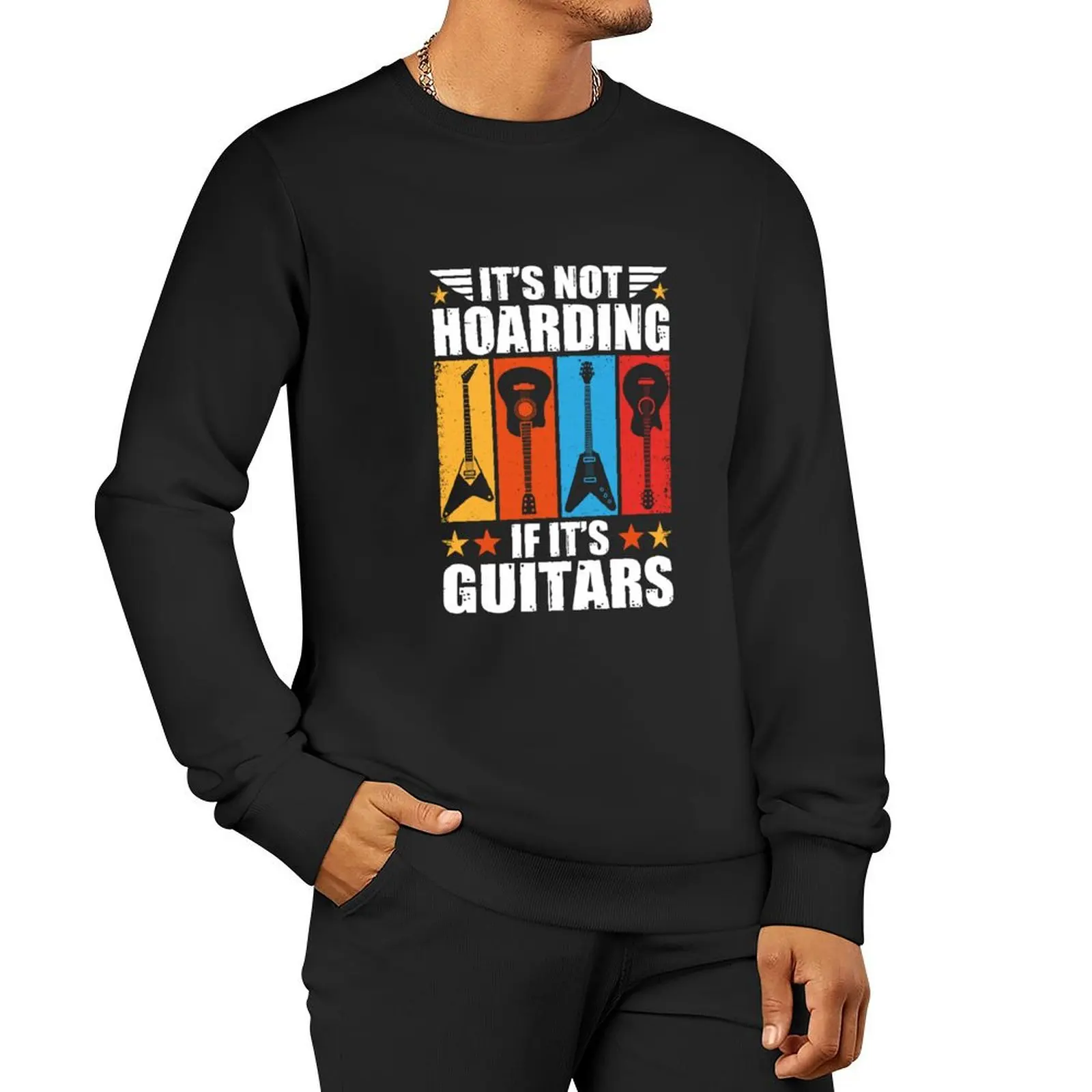 

It's Not Hoarding If Its Guitars, винтажный пуловер с гитарой, спортивный костюм, мужская толстовка, комплект, осенняя толстовка