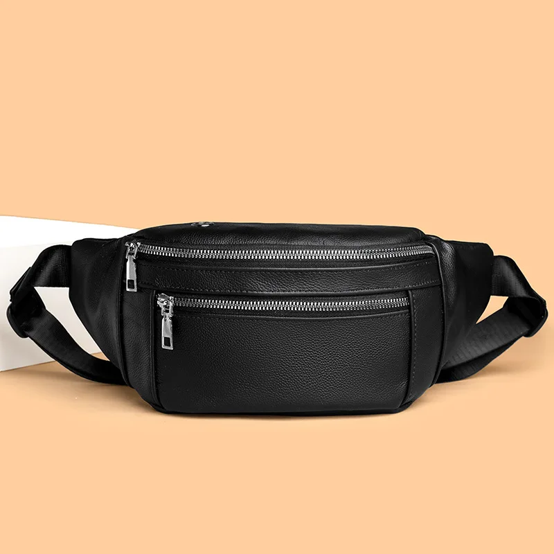 

New Genuine Leather Men Chest Bag High Quality Sports Backpack for Cow Leather Crossbody Daypack Fashion Waist Pack