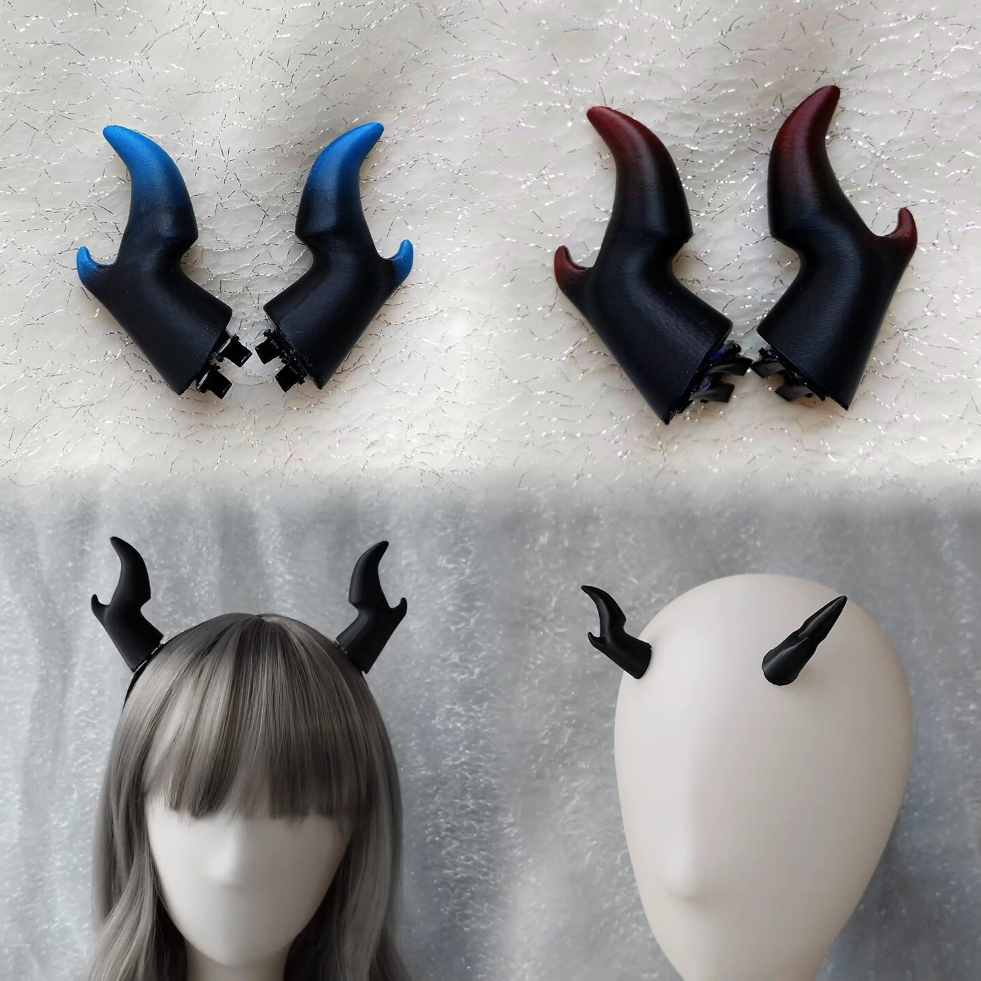 Wiele nowych ręcznie robionych opasek na głowę Devil Horn Devil Horn Dark Gothic Lolita Witch Halloween Cosplay 3D Printing Antlers Hair Clip