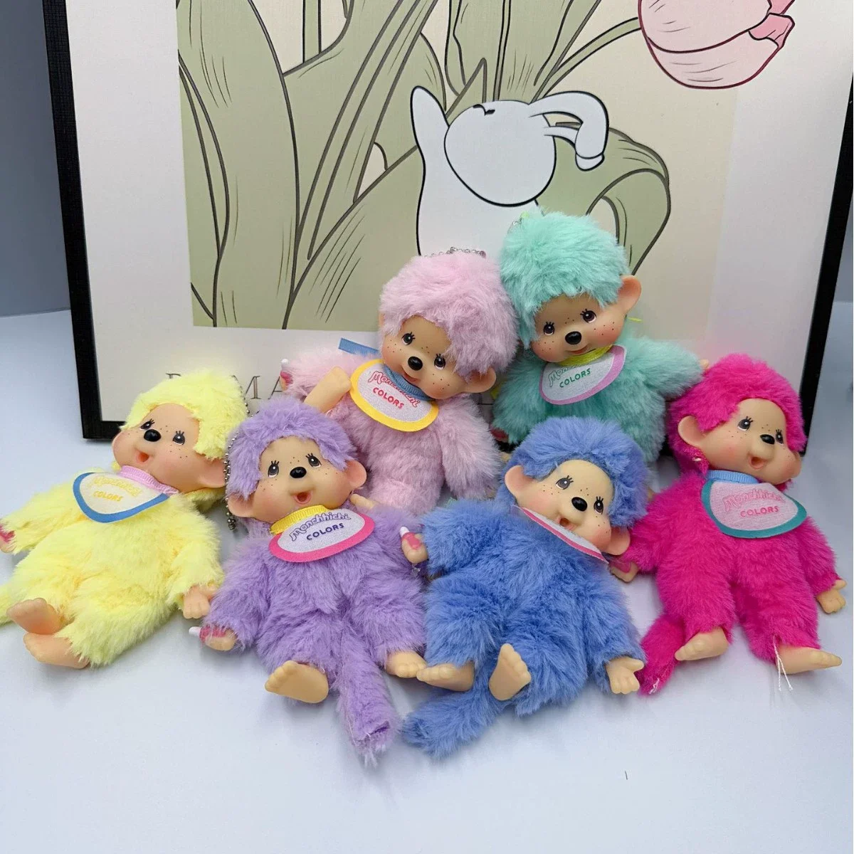 

Anime Monchhichi Cartoon Plush Doll Cute School Bag Pendant Creative Car Keychain Personalized Animation Peripheral Holiday Gift