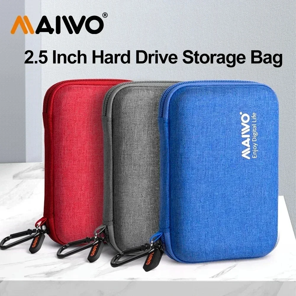MAIWO Hard Disk Drive Case for 2.5 inch External Hard Drive Portable HDD SSD Box for Power Bank Storage Case Travel Bag Black