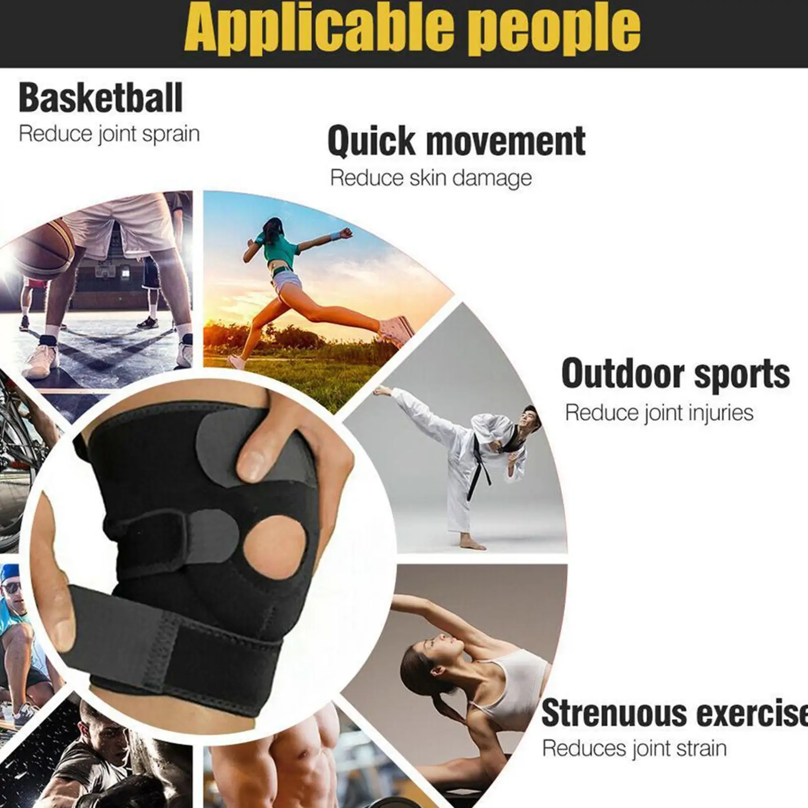 1 قطعة دعامة الركبة كم دعم قابل للتعديل مفتوحة الرضفة استقرار حامي لالتهاب المفاصل الغضروف المفصلي المسيل للدموع تشغيل الرياضة الساق Pr F5H4