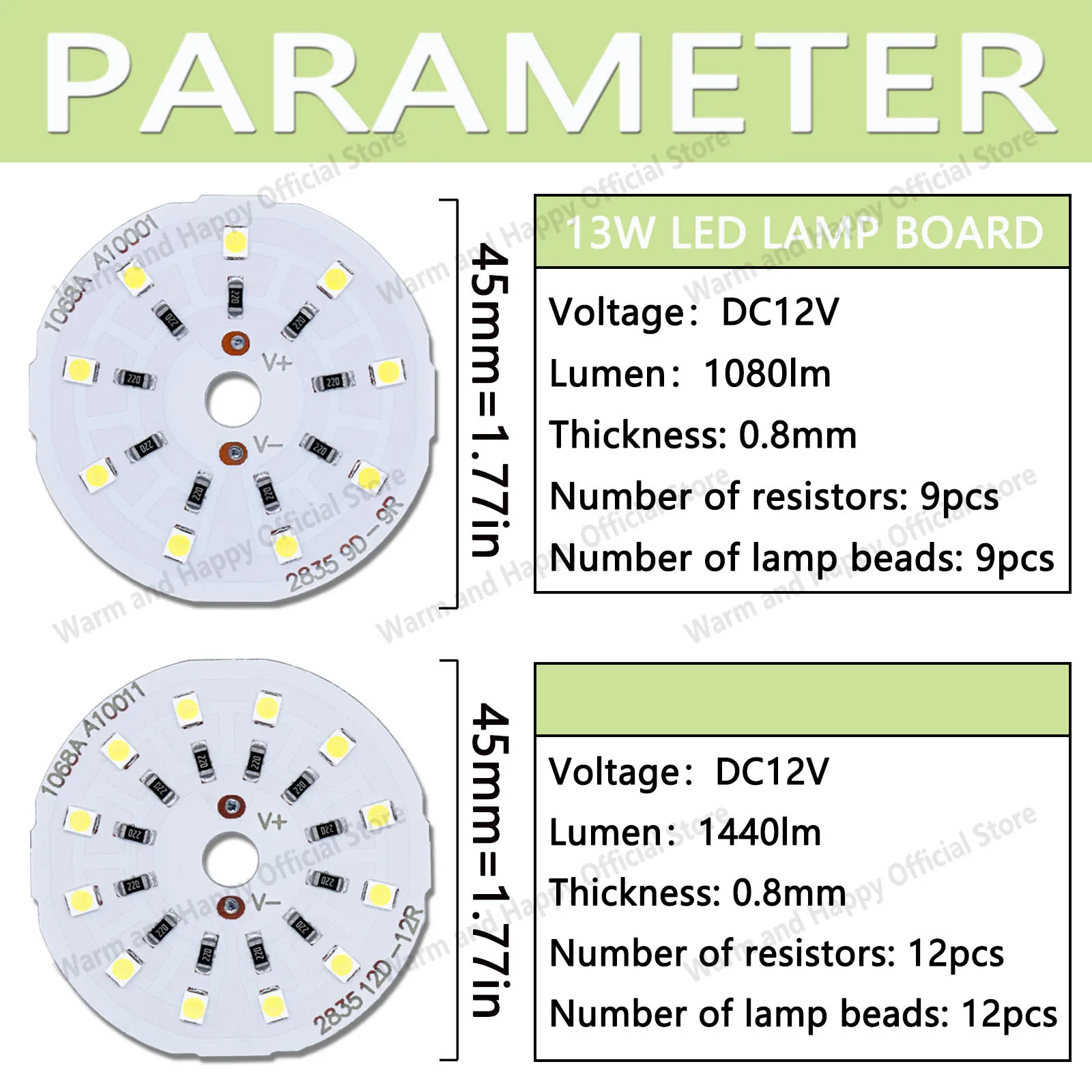 1pcs 5pcs 10pcs LED Light Board 13W 17W 21W 25W DC12V SMD2835 LED Bulb Desk Lamp Wall Lamp 6500K 3000K Lighting Accessories