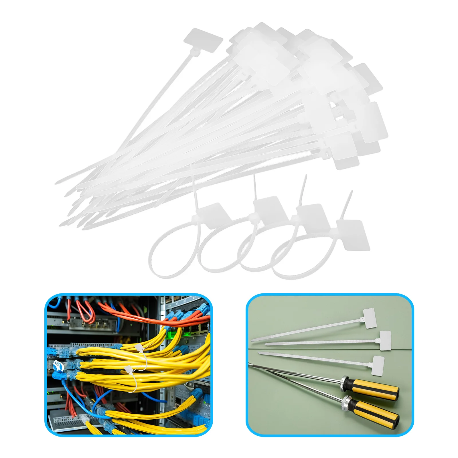 

250Pcs Nylon Wire Marker Label Ties Tags 25x150mm Writable Cable Zip Ties for Cord Identification Office Home Use