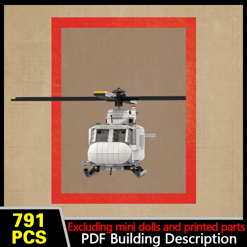 Utility Helicopter Model MOC Building Bricks War Equipment Modular Technology Gifts Holiday Assemble Toys Suit Display