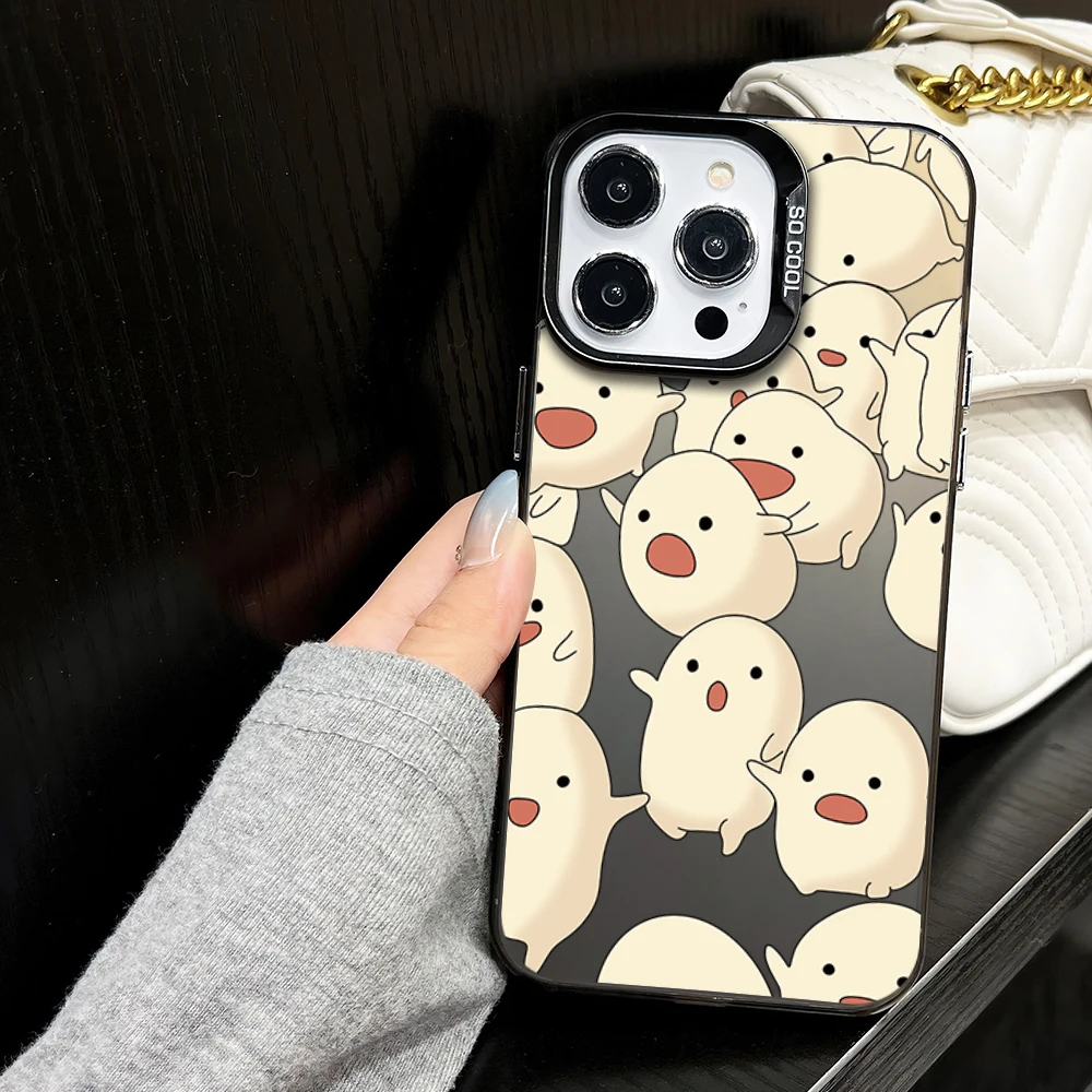 Film The B-Boy and the H-Heron Cute Elf Kawaii Ghost Phone Case for iPhone 16 12 13 14 15 11 Max Pro Plus Laser IMD Color Shell