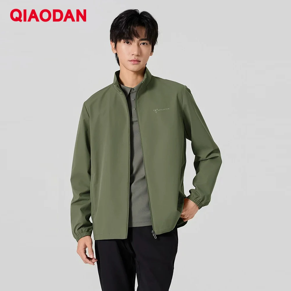 QIAODAN Men's Jacket 2026 Lightweight Full Zip Stand Collar Windproof Water Resistant Business Casual Commuter Coat QXEFD3261009