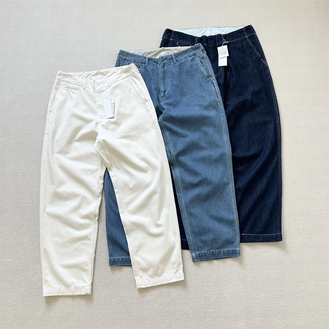 

Джинсовые длинные брюки со свободной талией, повседневные брюки, хлопковые прямые джинсы, удобная мужская осенняя модная верхняя одежда