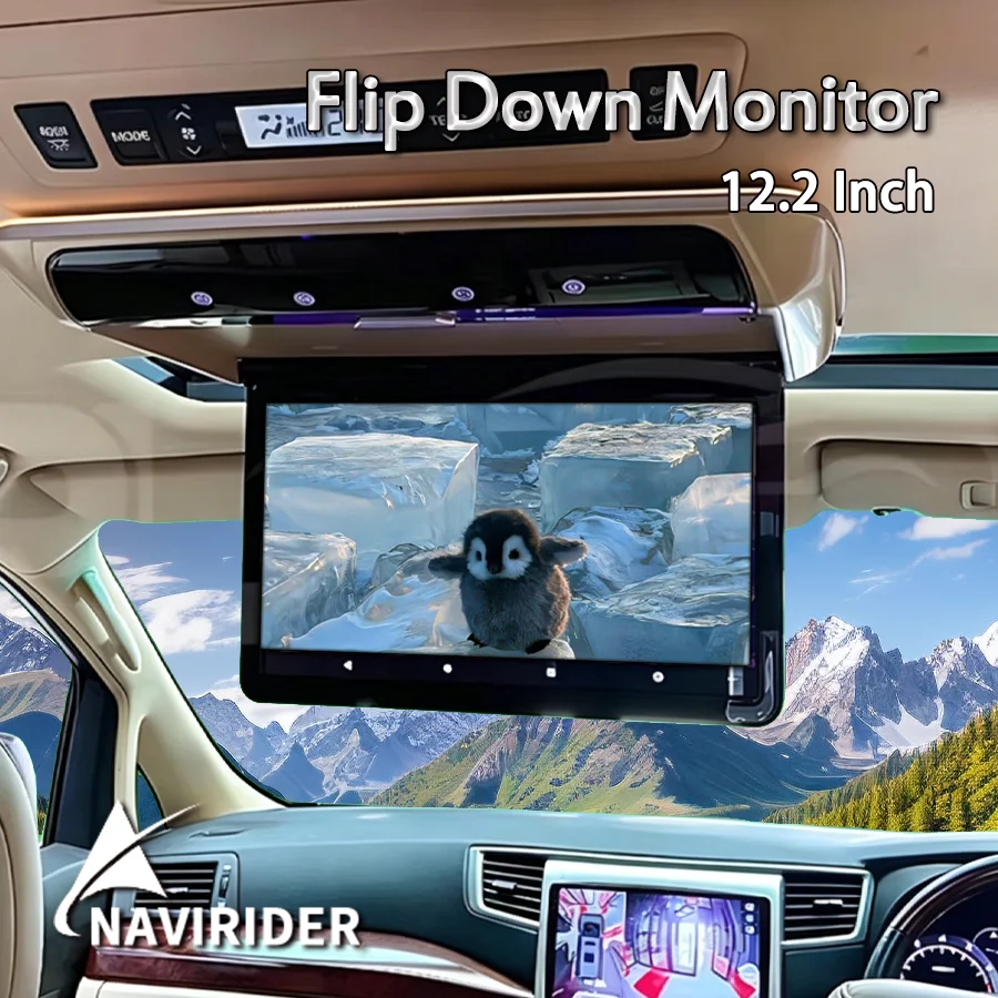 Rear Seat Entertainment For Van SUV MPV Car Ceiling TV 12.2inch Flip Down Monitor LED FM Transmitter USB SD HDMI Car TV Screen