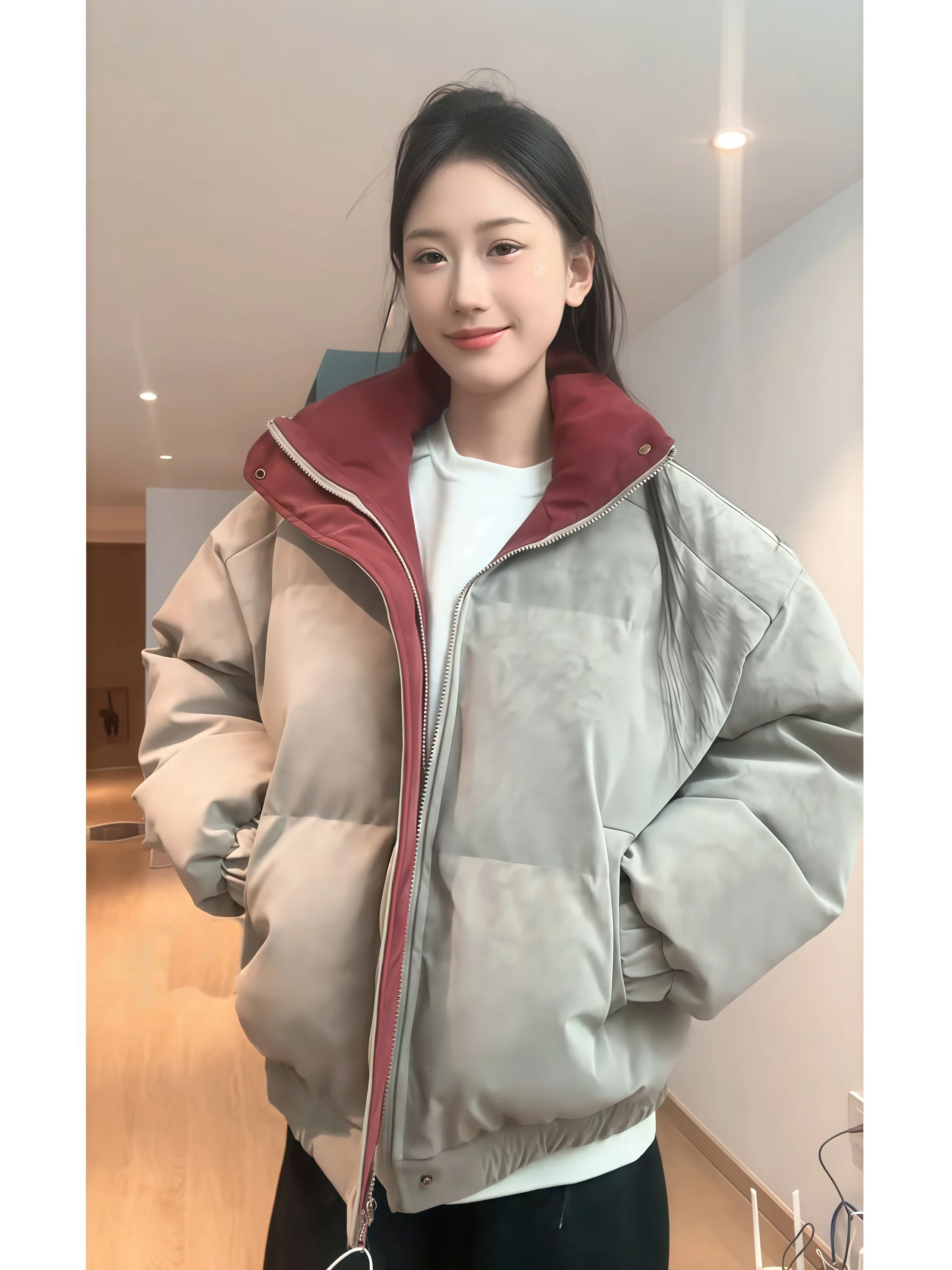 

Thiened PU Leather Dyed Cotton Jaet Stand Collar Bomber Coat for Men And Women Outdoor Tee-Proof Winter Warm Outerwear