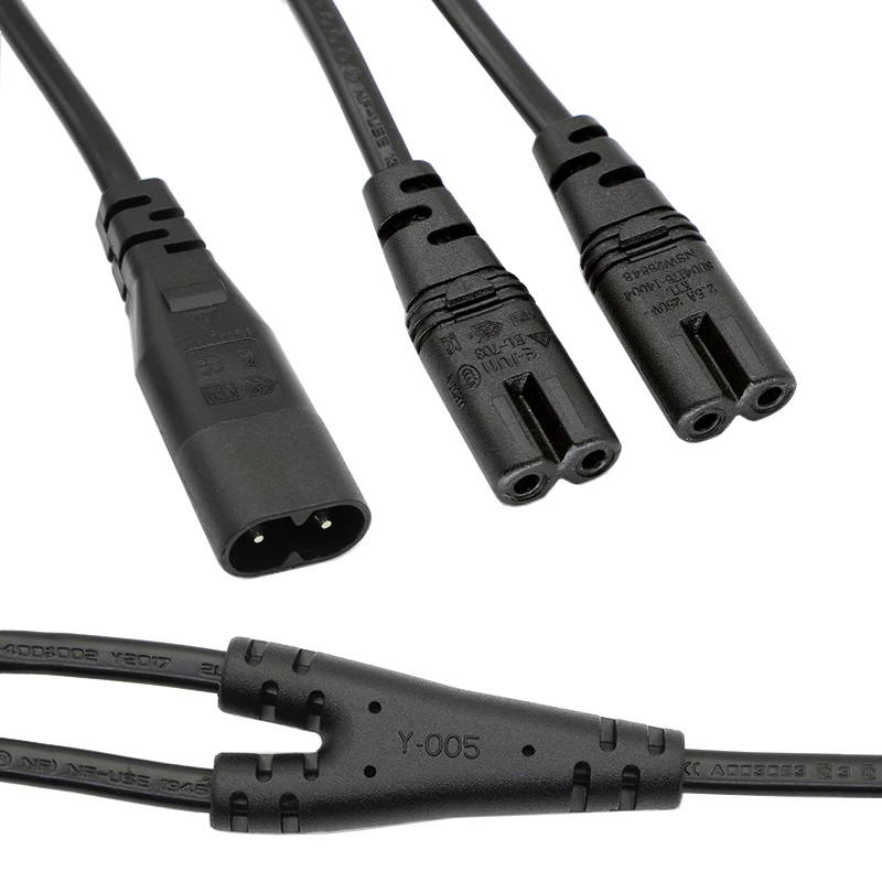 IEC 320 C8 Plug to C7 Receptacle Male to Female Extension Power Supply Main Adapter Cable White/black Color