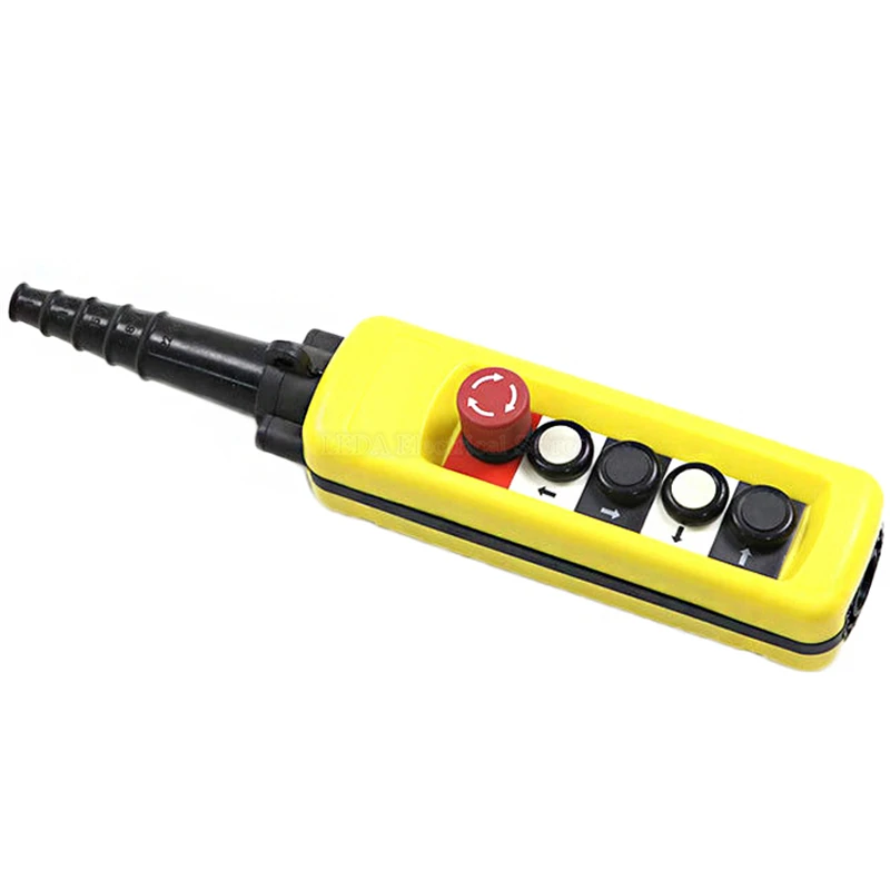 

1Pcs XAC-A4713 Rain-proof Type Crane Button Control Switch Box for Hoist Up Down Left Right Emergency Stop Yellow